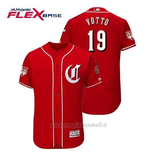 Maglia Baseball Uomo Cincinnati Reds Joey Votto Flex Base Entrenamiento De Primavera 2019 Rosso
